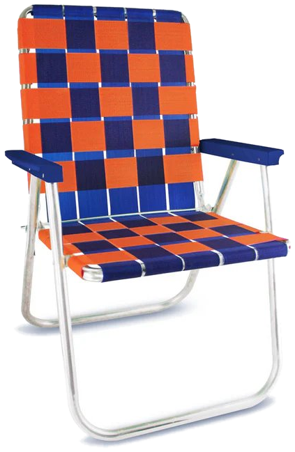 Orange Check folding lawn chair