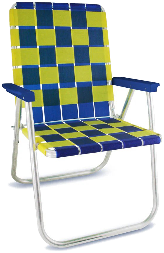 Yellow & Blue Check folding lawn chair